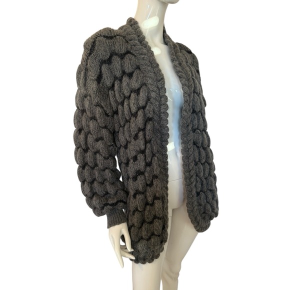 VTG Chunky Fuzzy Open Sweater Jacket Cardigan by Career Franklin - Picture 3 of 11